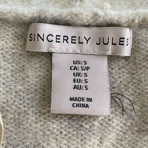 Sincerely Jules Alpaca Blend Cardigan Sweater Cropped Small - Picture 3 of 5
